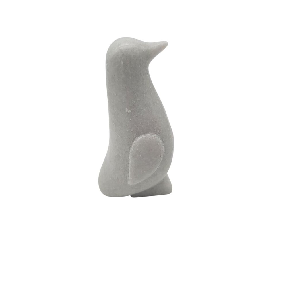 Carved White Marble Penguin Sculpture 6" Tall - Picture 2 of 6
